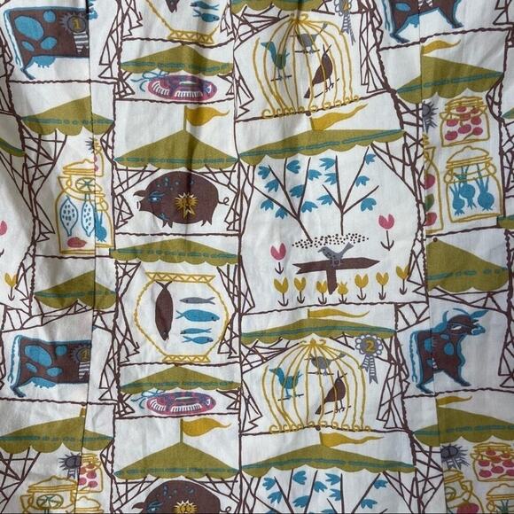 Anthropologie Odille Tarpan Country Fair Printed Button Down Shirt sz 2 - Picture 5 of 6